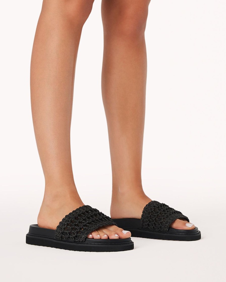 Women Billini Flats | Zaida Black Raffia