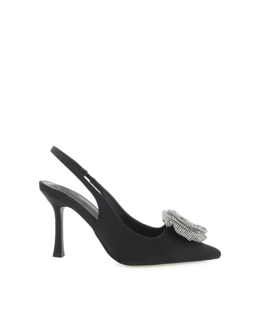 Women Billini Stilettos | Elysia Black Satin Diamante