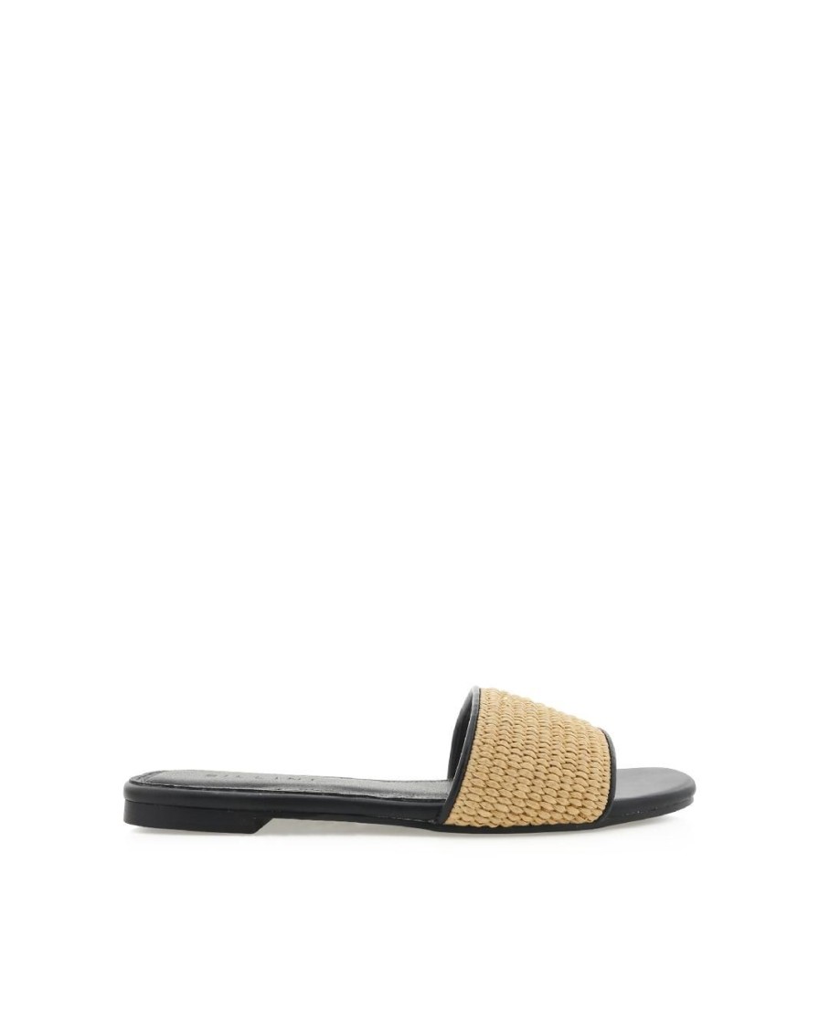 Women Billini Flats | Pakuna Natural Raffia Black