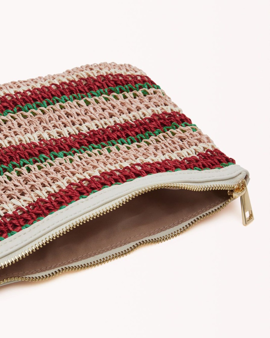 Women Billini Bags | Sunny Clutch Bag Multi Stripe Raffia White