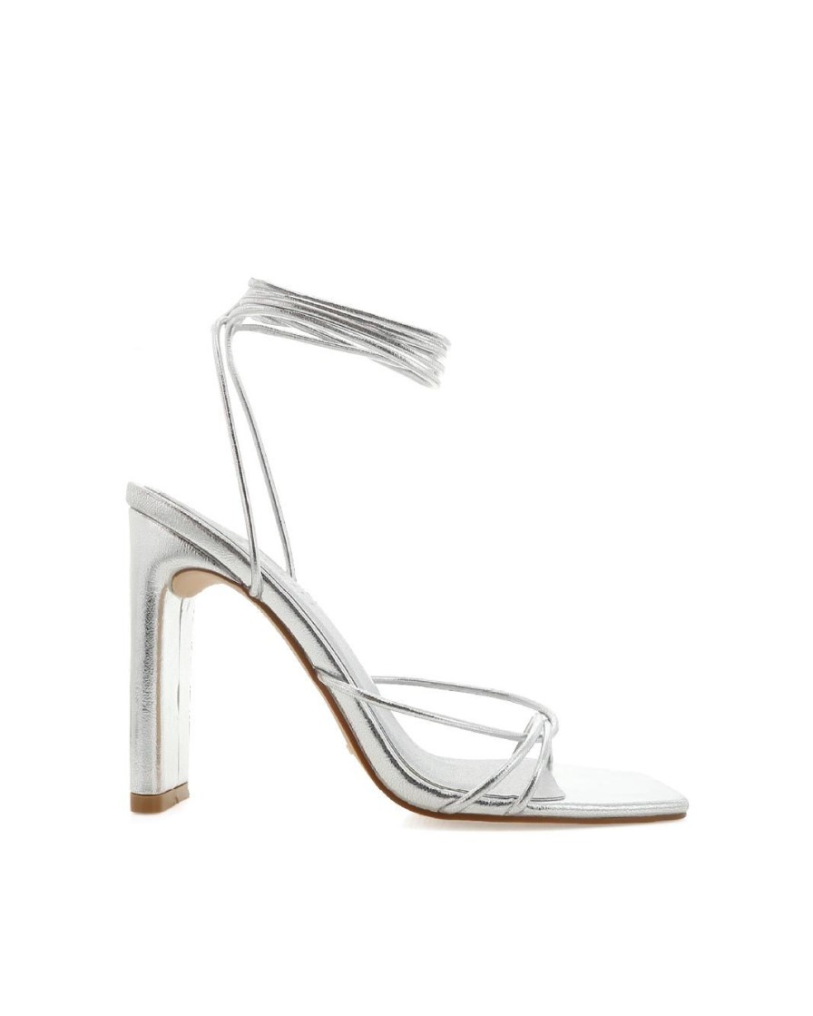 Women Billini Block Heels | Cyrus Silver Metallic