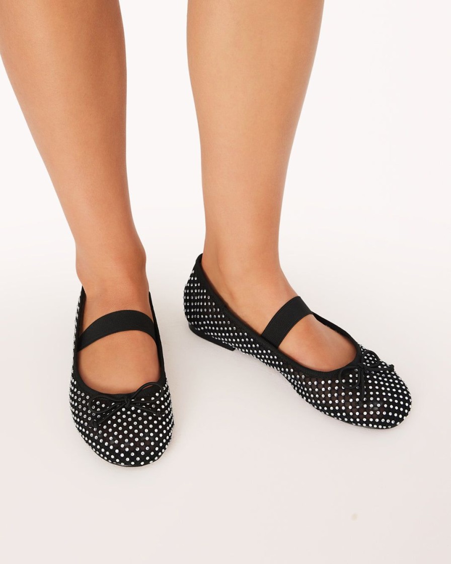 Women Billini Flats | Edda Black Diamante