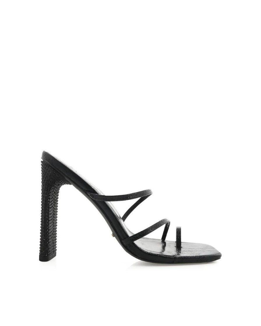 Women Billini Block Heels | Evalyn Black Crinkle