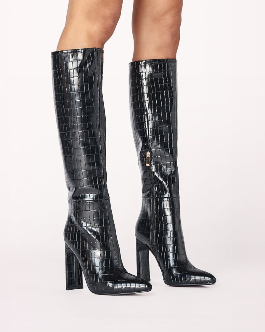 Women Billini Boots | Rasana Black Croc