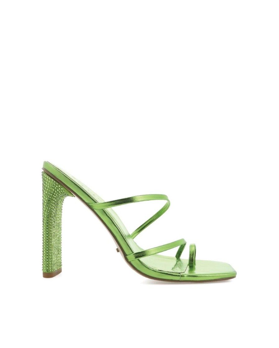 Women Billini Block Heels | Evalyn Green Metallic