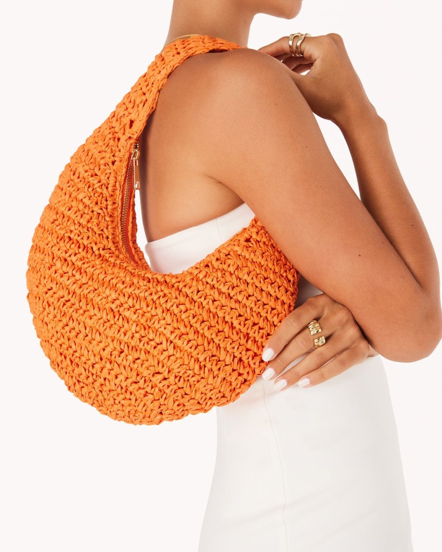 Women Billini Bags | Clementine Handle Bag Tangerine Raffia