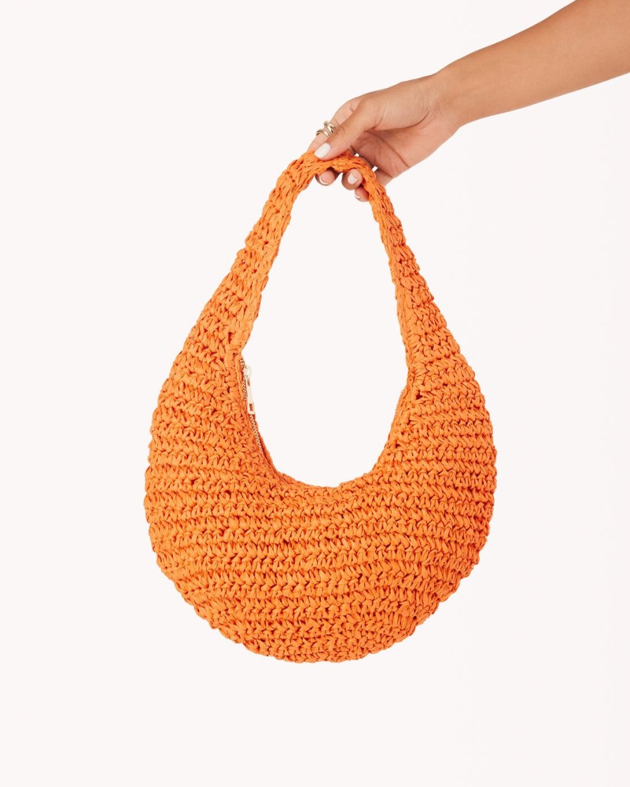 Women Billini Bags | Clementine Handle Bag Tangerine Raffia