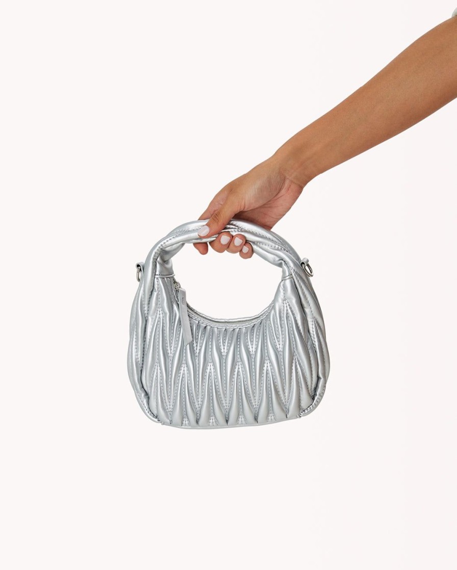 Women Billini Bags | Morgan Handle Bag Silver Quilted