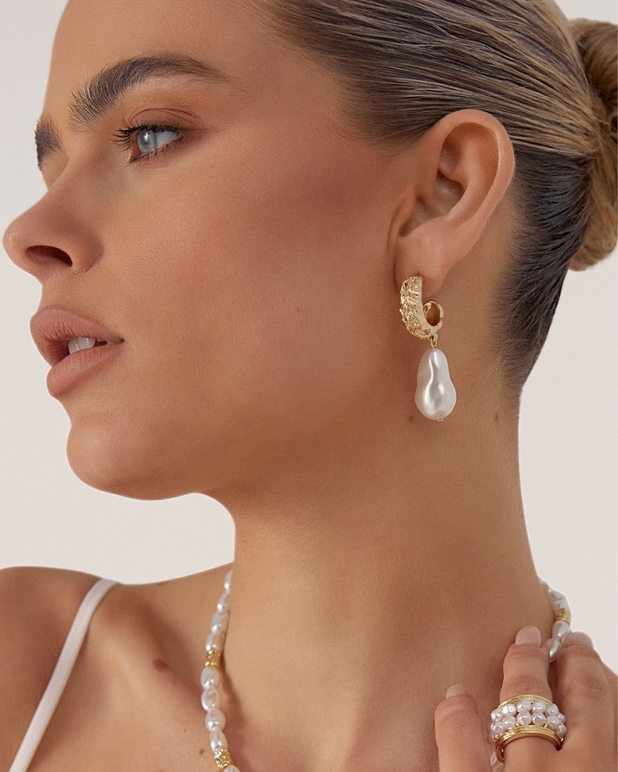 Women Billini Jewelry | Perta Earring Gold Pearl